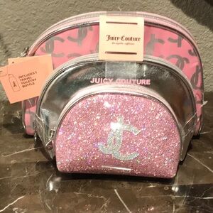 Juicy Couture Pink and Silver Cosmetic Bag Set